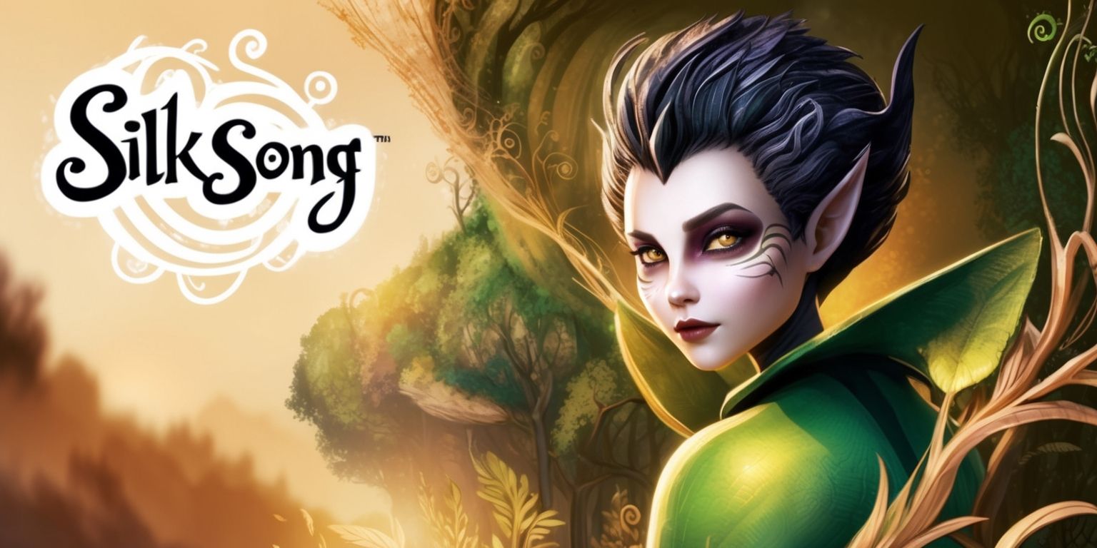 A vibrant illustration of the Silksong game, featuring a detailed depiction of Hornet, the main character, with intricate facial features, pale skin, and a distinctive hairstyle, set against a lush, fantastical backdrop with warm, golden lighting, and a mix of earthy tones, including greens and browns, with a stylized, hand-drawn aesthetic, and a subtle, dreamy quality, with the game's logo, a stylized, cursive font with a soft, white glow, prominently displayed in the top left corner, surrounded by delicate, swirling patterns that reflect the game's themes of nature and exploration.